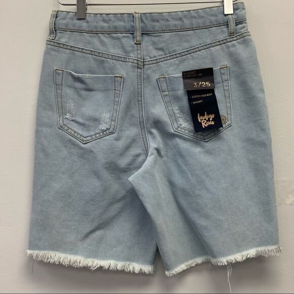 Indigo Rein Recycled Super High Rise Distressed Denim Bermuda Shorts, Size 3/25 - Picture 2 of 12